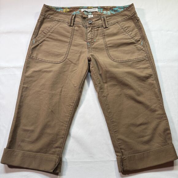 Vintage Aeropostale Brown Cargo Capri Pants Size 7/8 Low Rise Y2K Utility - Picture 1 of 6